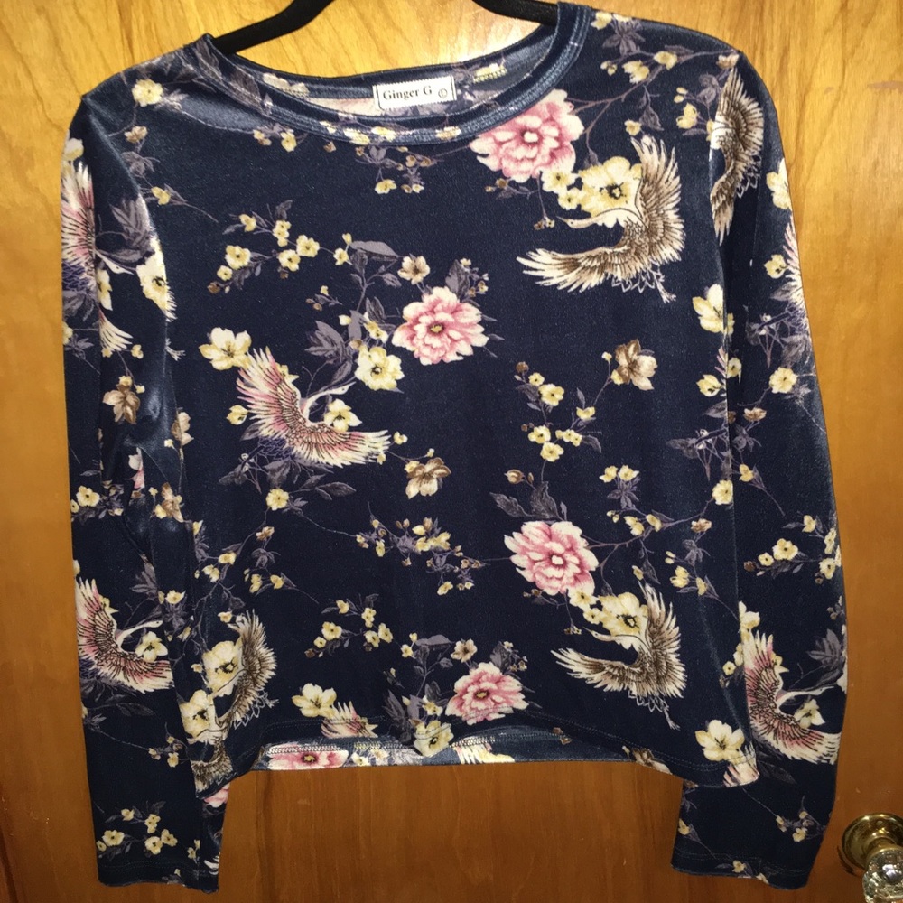 BEAUTIFUL teal velvet crop top